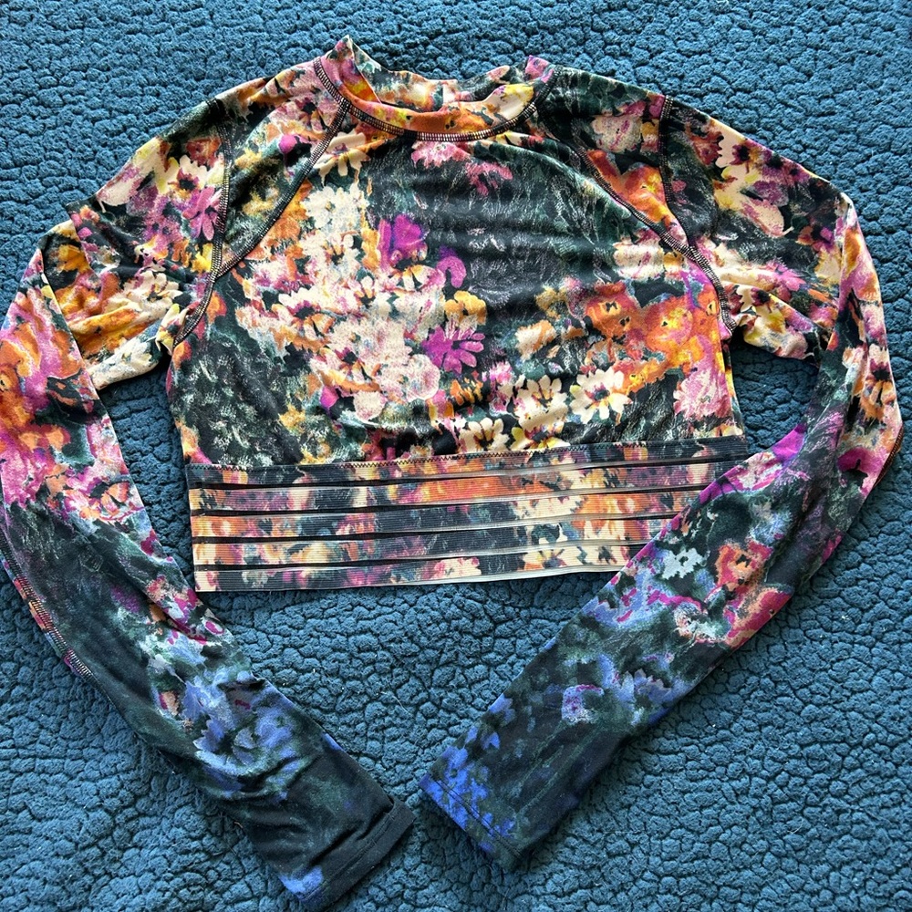 Free people Floral Long Sleeve Crop Top
